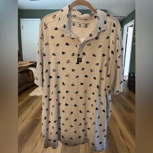 HB Sneaker Print Polo Shirt Men’s XL White Performance Streetwear Golf